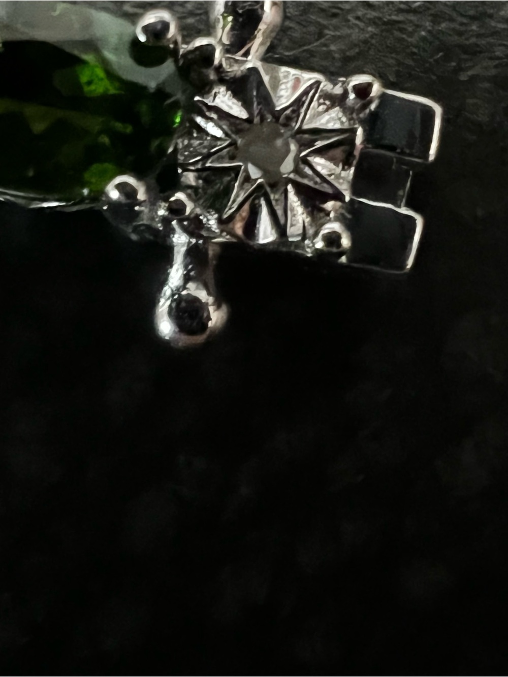 Green Stone Tennis Bracelet - Women Jewelry lab created emeralds tiny diamonds - Picture 6 of 11